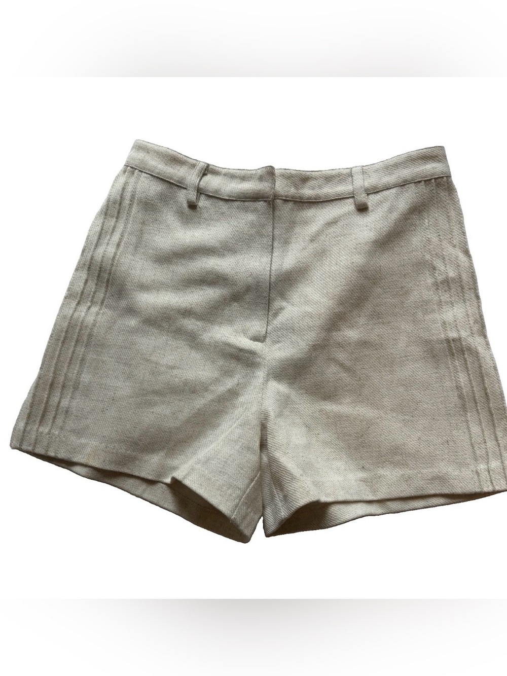 Torn by Ronny Kobo Cream High Waist Pintuck Pleated Tailored Shorts Medium M
